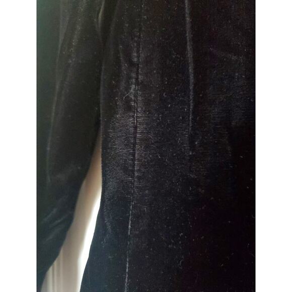 Vintage 80s Formal Black Velvet Drop Waist Tier Ruffled Skirt Midi Dress, Size 8 - Picture 6 of 13